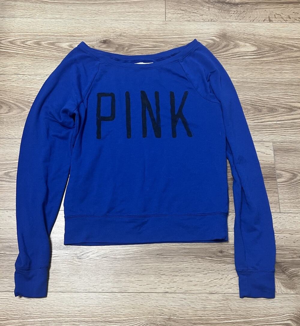 Pink By Victoria's Secret Women's Black Blue Sweatshirt Size Small (A44)